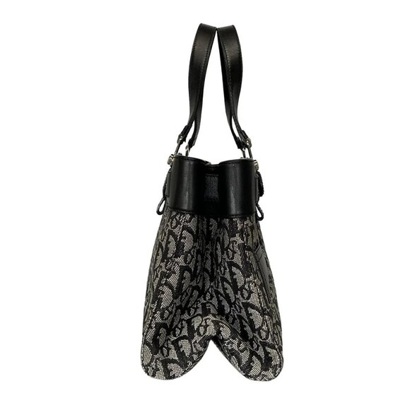 Auth DIOR/ChristianDior Trotteur - Dark Navy Cream Jacquard Leather Tote Bag - Picture 5 of 16